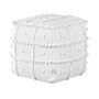 Pouffe White Cotton Eps Beads Filling 40 X 40 X 40 Cm Square Ottoman Geometric Pattern Zip Fastener