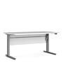 Prima Desk 150 Cm In White With Height Adjustable Legs With Electric Control In Silver Grey Steel