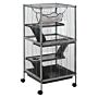 Pawhut Small Animal Cage With Wheels Pet Home For Chinchillas, Ferrets, Kittens, Hammock, 4 Platforms And Removable Tray