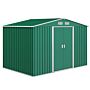 Outsunny Lockable Garden Shed Large Patio Tool Metal Storage Building Foundation Sheds Box Outdoor Furniture (9 X 6 Ft, Green)