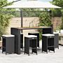 Vidaxl Garden Bar Stools With Cushions 6 Pcs Black Poly Rattan