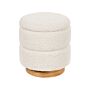 Pouffe White Teddy Boucle Upholstery Footstool Storage White Soft Touch Solid Colour