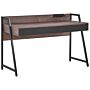 Home Office Desk Dark Wood Top 120 X 50 Cm Black Metal Frame With 2 Drawers