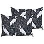 Set Of 2 Garden Cushions Black Polyester 40 X 60 Cm Bird Motif Modern Outdoor Decoration Water Resistant