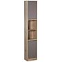 Homcom Tall Bathroom Cabinet, Freestanding Bathroom Storage Cabinet With 2 Cupboards 2 Compartments, Anti-tipping Elevated Base, Grey And Oak Brown