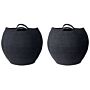 Set Of 2 Storage Baskets Black Cotton 20 X 30 Cm Laundry Bins Handwoven Containers