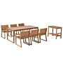 Garden Dining Set Light Acacia Wood Table 6 Chairs Drinks Trolley