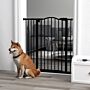 Pawhut Metal Pet Safety Gate Dog Gate Folding Fence, Black