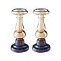 Set Of 2 Candle Holders Golden Glass Iridescent Effect Candle Sticks Classic