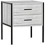 Vida Designs Brooklyn 2 Drawer Bedside Cabinet, Grey