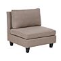 1-seat Section Light Brown Fabric Upholstered Armchair With Cushion Module Piece Modular Sofa Element