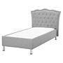 Eu Single Size Bed Grey Fabric 3ft Upholstered Frame Nailhead Trim Crystal Buttons Headrest Beliani