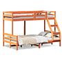 Vidaxl Bunk Bed 80x200/120x200 Cm Wax Brown Solid Wood Pine