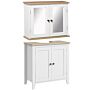 Kleankin Bathroom Furniture Set, Mirror Cabinet Wall Mounted With Adjustable Shelf, Bathroom Sink Cabinet With Storage, White And Wood Grain