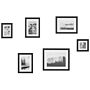 Set Of 6 Framed Photos Black Various Sizes Modern Passpartout Wall Decor Gallery Hooks