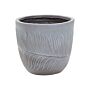 Outdoor Plant Pot Clay Fibre Grey 28 X 28 X 16 Cm Planter Round Uc Resistant Leaf Motif