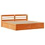 Vidaxl Bed Frame With Headboard Wax Brown 180x200 Cm Super King Solid Wood Pine