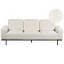 Sofa White Boucle Black Metal Legs 215 X 87 X 72 Cm 3 Seater Classic Couch Settee