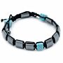 Magnetic Hematite Shamballa Bracelet - Turqoise Cuboids