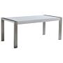 Dining Room Table White With Silver Legs Stainless Steel 6 Seater 180 X 90 X 75 Cm