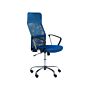 Executive Office Chair Blue Mesh And Faux Leather Gas Lift Height Adjustable Full Swivel And Tilt