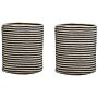 Set Of 2 Storage Baskets Beige And Black Cotton Striped Pattern Laundry Bins Boho Accessories