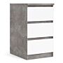 Naia Bedside 3 Drawers In Concrete And White High Gloss