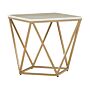 Side End Table Beige Tabletop Gold Metal Frame 50 X 50 Cm Square Marble Effect