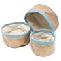 Set Of 3 Natural Jute Baskets - Teal