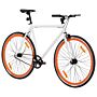 Vidaxl Fixed Gear Bike White And Orange 700c 59 Cm