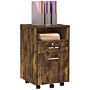 Vinsetto Lockable Filing Cabinet For Home Office, Mobile File Cabinet With Wheels Hanging Bar For A4, Letter Size, Rustic Brown