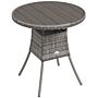 Outsunny 70cm Pe Rattan Outdoor Dining Table, Patio Table With Wood-plastic Composite Top For Balcony, Garden, Grey