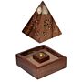 Sheesham Wood Pyramid Incense Cone Burner Box With Fretwork