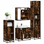 Vidaxl 4 Piece Bathroom Furniture Set Smoked Oak Engineered Wood