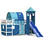 Vidaxl Kids' Loft Bed With Tower Blue 90x190 Cm Solid Wood Pine