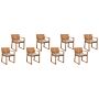 Set Of 8 Garden Chairs Light Acacia Wood 80 X 59 Cm With Taupe Cushions