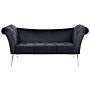 Chaise Lounge Black Velvet Upholstery Tufted Double Ended Seat With Metal Gold Legs