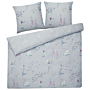 Duvet Cover And Pillowcase Set Light Blue Cotton Floral Pattern 240 X 220 Cm