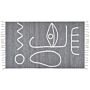 Area Handwoven Rug Grey Polyester 80 X 150 Cm Rectangle Abstract Pattern With Tassels Rectangular