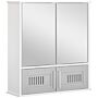 Kleankin Bathroom Mirror Cabinet, Wall Mounted Storage Cupboard With Double Doors And Adjustable Shelf, Bathroom Organizer, Grey