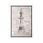 Framed Wall Art Grey Canvas 63 X 93 Cm Chess Pawn Print Framed