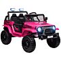 Aiyaplay 12v Battery Powered Kids Ride On Car, Electric Truck W/ Spring Suspension, Remote, Music Horn Lights - Pink