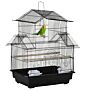 Pawhut Metal Bird Cage With Plastic Swing Perch Food Container Tray Handle For Finch Canary Budgie 50.5 X 40 X 63cm Black