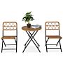 Outsunny 3 Pcs Pe Rattan Wicker Bistro Set Conversation Patio Furniture Set W/ Foldable Coffee Table And Chairs And Steel Frame, Natural