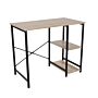 Loft Home Office Study Desk With Side Storage, Oak Effect Top With Black Metal Legs