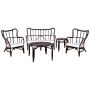 Garden Sofa Set Beige Dark Brown Rattan 2 Tables 2 Armchairs Sofa Cushions