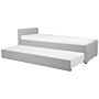 Trundle Bed Grey Fabric Upholstery Eu Small Single Size Guest Underbed