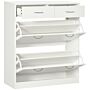 Homcom Narrow Shoe Storage With 2 Flip Drawers And Adjustable Shelves Shoe Cabinet Organizer For 12 Pairs Of Shoes, White