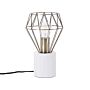 Table Lamp Bedside Light Brass Metal Diamond Cage Shade Round Base Marble Look