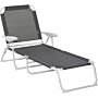 Outsunny Reclining Lounge Chair With 4-level Adjustable Backrest Folding Sun Beach Lounger For Patio Garden Grey